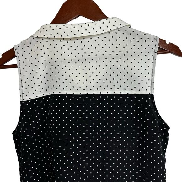 ModCloth Coquette Polka Dot Sleeveless Top Size Small Black White Bow Girly - Picture 5 of 13